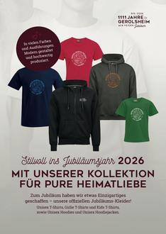 1111 Jahre Gerolsheim
Jubiläumskollektion